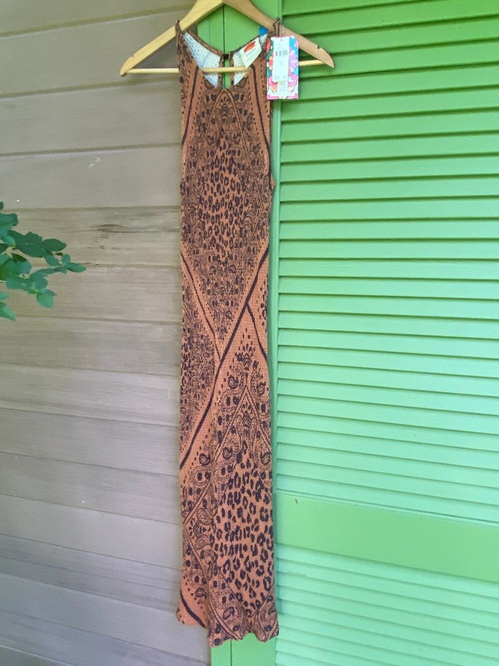NWT FARM Rio Stretchy Rayon Anthropologie Diamond/Paisley Leopard Dress-Size M